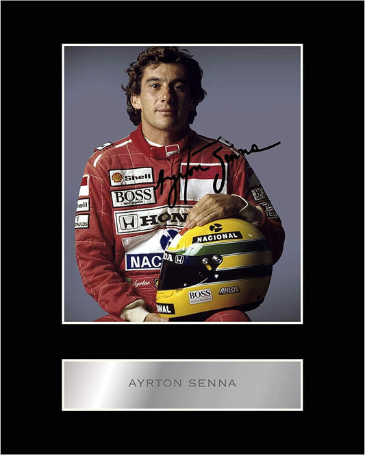 Ayrton Senna Pré Impressa Assinatura Assinada Montado Exibição Foto #11 Impressão Autografada Imagem