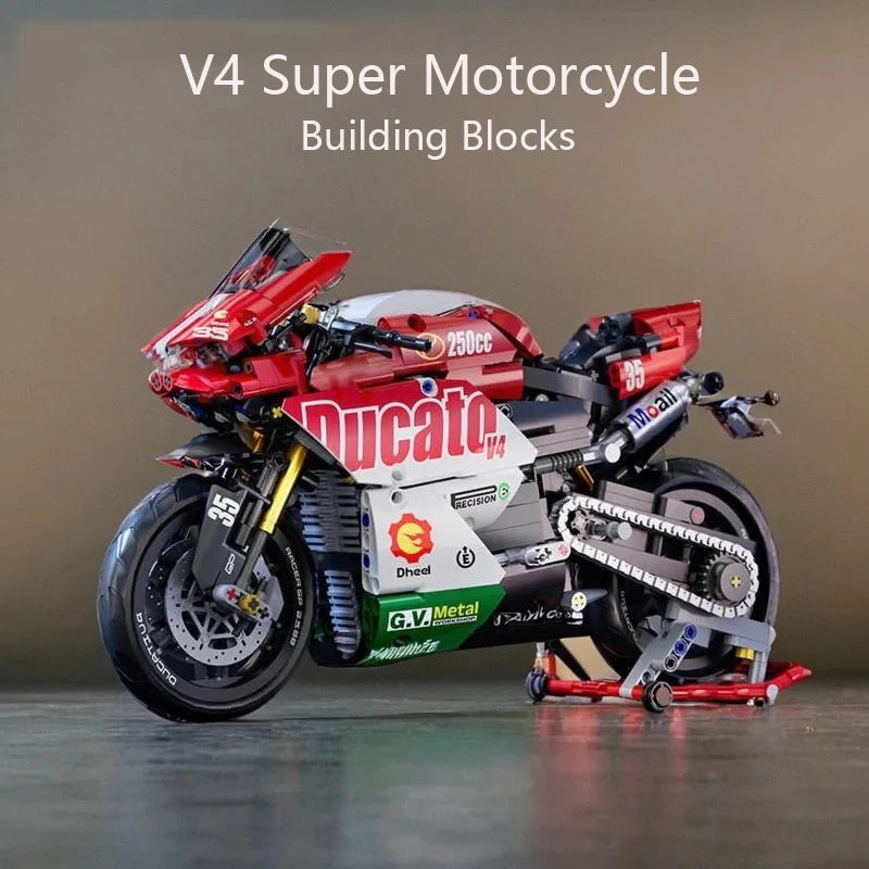 Famous V4 Motorcycle Building Blocks Set Super Motorbike Model Kit Technical Racing Kids Assembled Toys Gifts For Boys And Girls